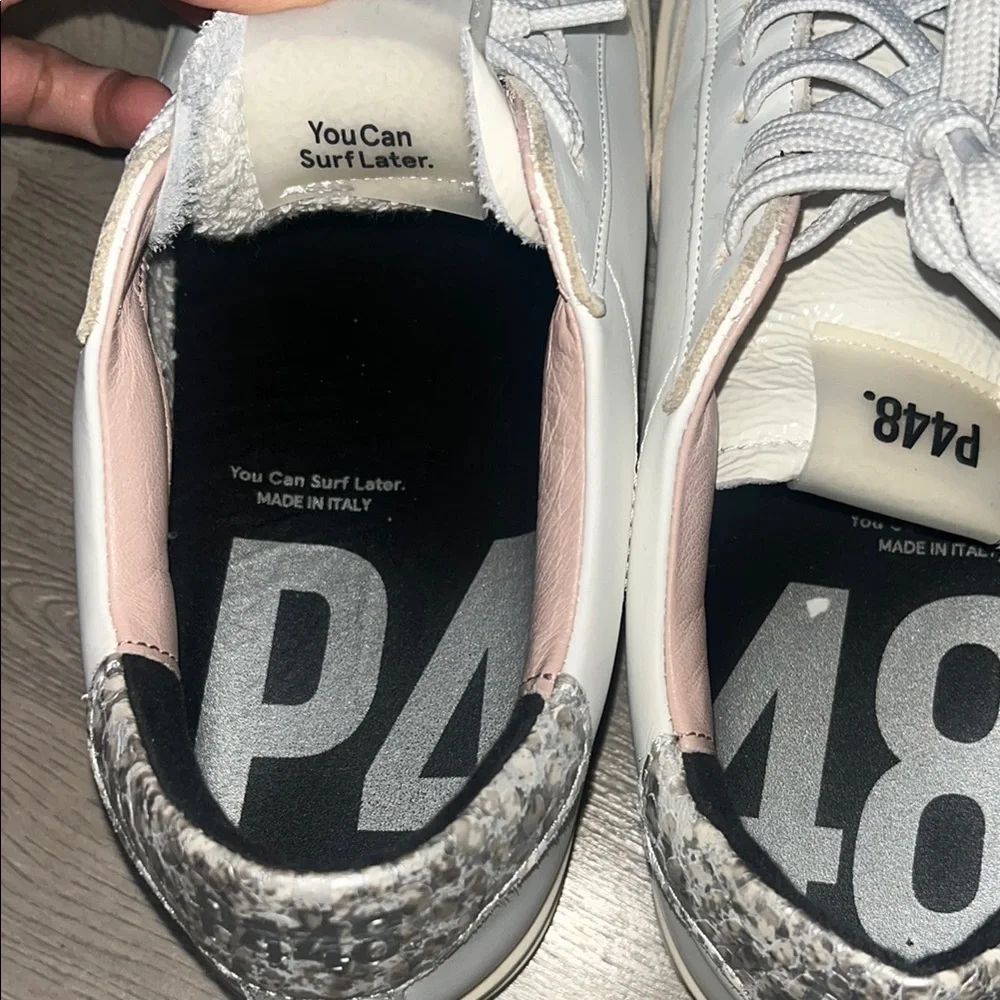 P448 White and Gray Sneakers Minimalist Design - Picture 5 of 6